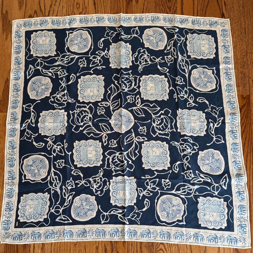 Jim Thompson Blue and White Patterned Scarf